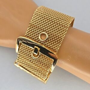 Anthropologie Gold Tone Mesh Bracelet